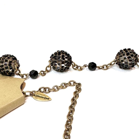COLDWATER CREEK Black Bead Brass Station Necklace NWT - Picture 5 of 7